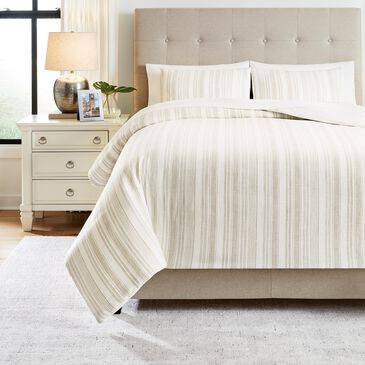 Millennium Reidler 3-Piece Queen Comforter Set in Ivory and Taupe, , large