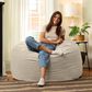 Jaxx Saxx 4" Large Round Bean Bag Chair in Ivory, , large