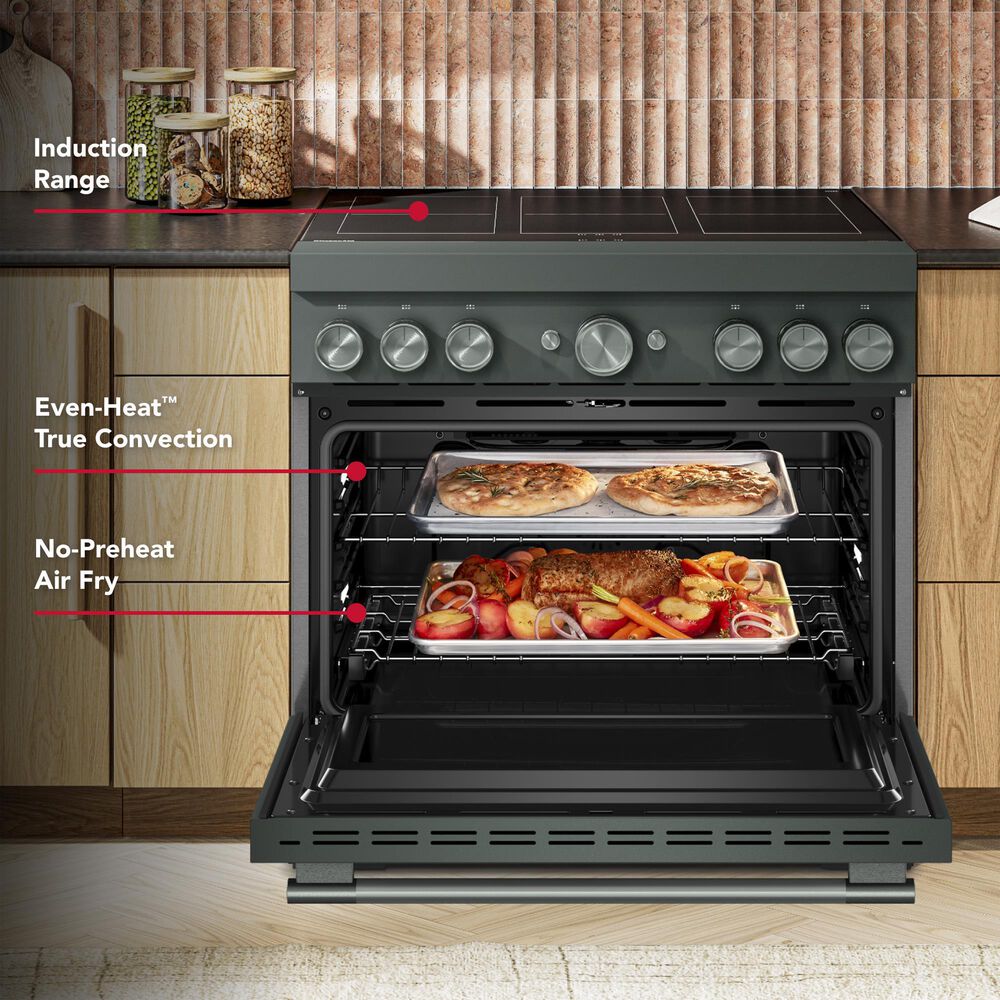 KitchenAid 5.1 Cu. Ft. Freestanding Commercial-Style Induction Range with Air Fry in Juniper, , large