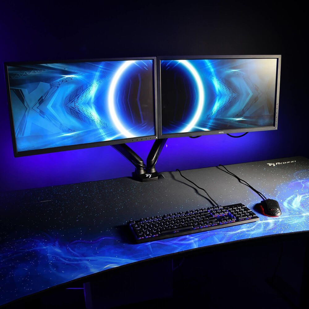 Arozzi Alzare Dual Gas Spring Monitor Arm in Black, , large