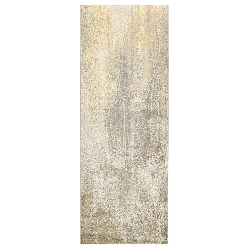 Feizy Aura 2"10" x 7"10" Ivory and Gold Runner, , large