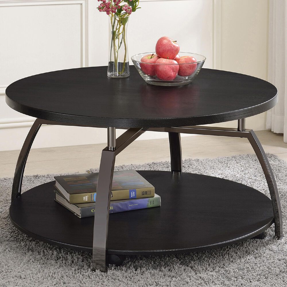 Pacific Landing Round Coffee Table in Dark Grey and Black Nickel, , large