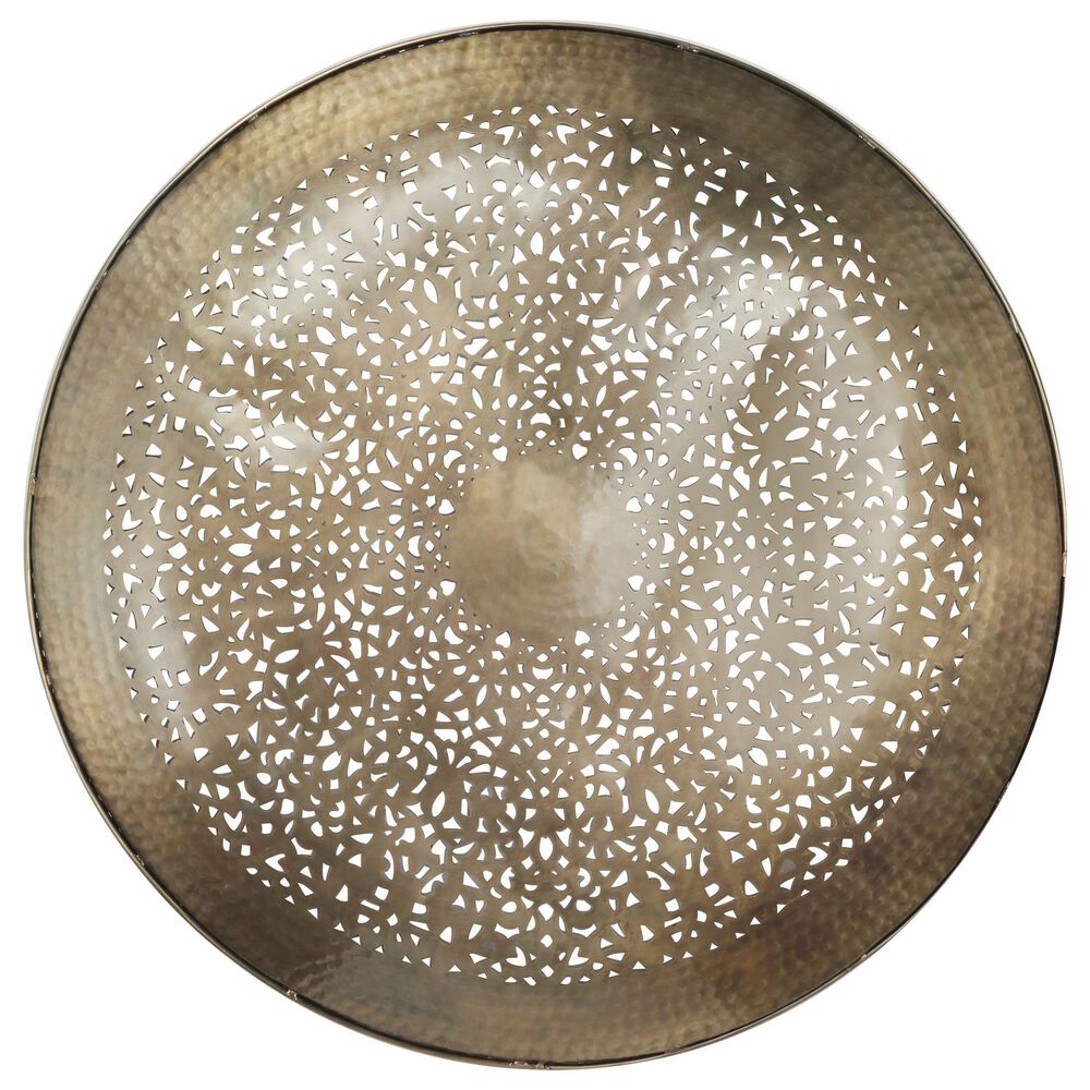 Maple and Jade Eclectic Round Metal Wall Sculpture in Bronze, , large