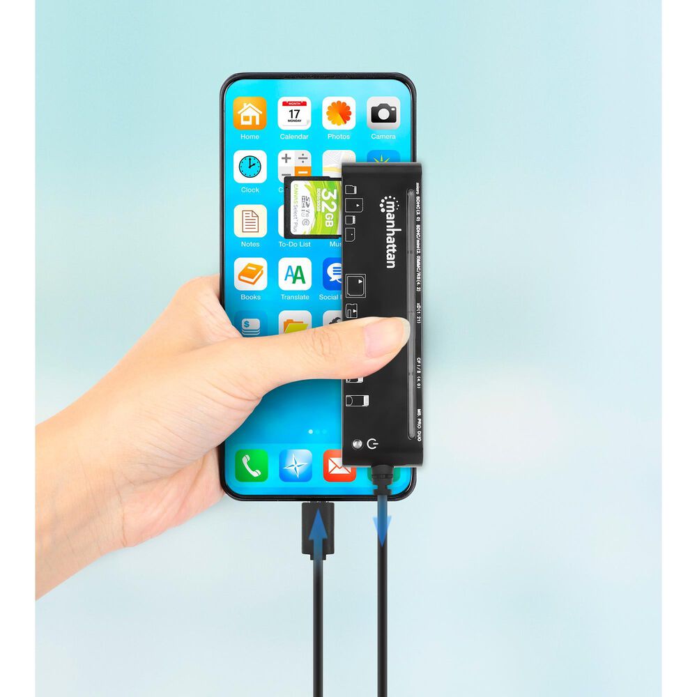 Manhattan 5-in-1 USB-C Multi-Card Reader in Black, , large