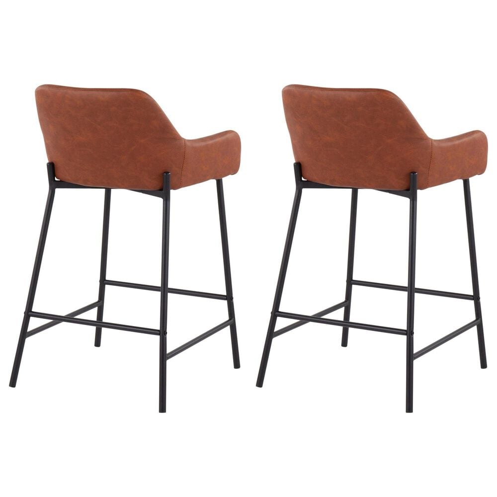 LumiSource Daniella 24" Counter Stool with Camel Upholstery in Black (Set of 2), , large