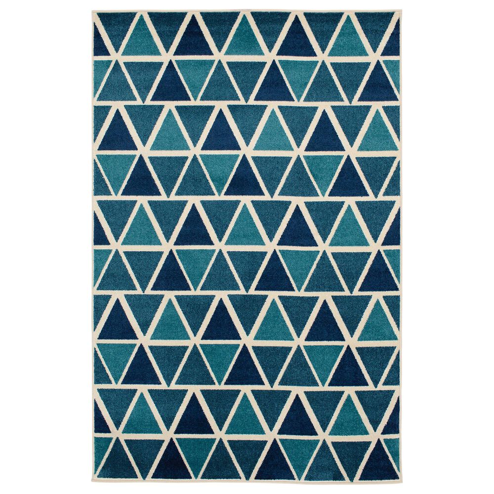 Central Oriental Terrace Tropic Isocele 2346NQ58EC.084 5" x 7"3" Snow and Turquoise Area Rug, , large