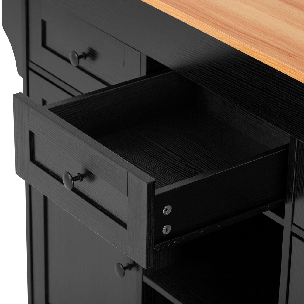 HOMLUX 86" Kitchen Island with Extendable Dining Table in Black, , large