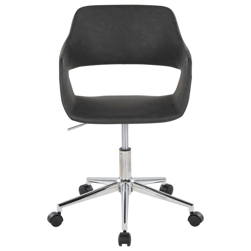 LumiSource Margarite Swivel Task Chair with Grey Faux Leather Cushion in Chrome, , large
