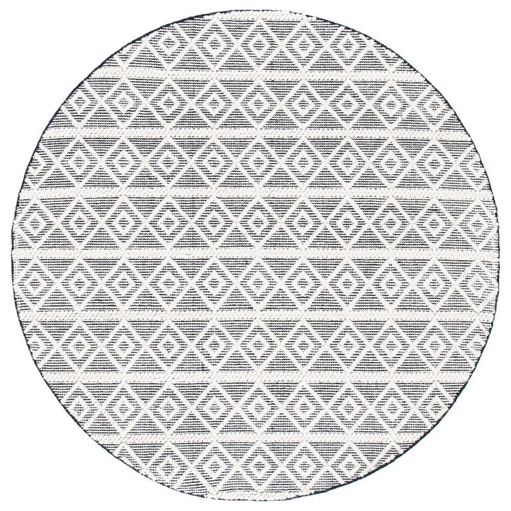 Safavieh Natura NAT477A 6" Round Ivory and Black Area Rug, , large