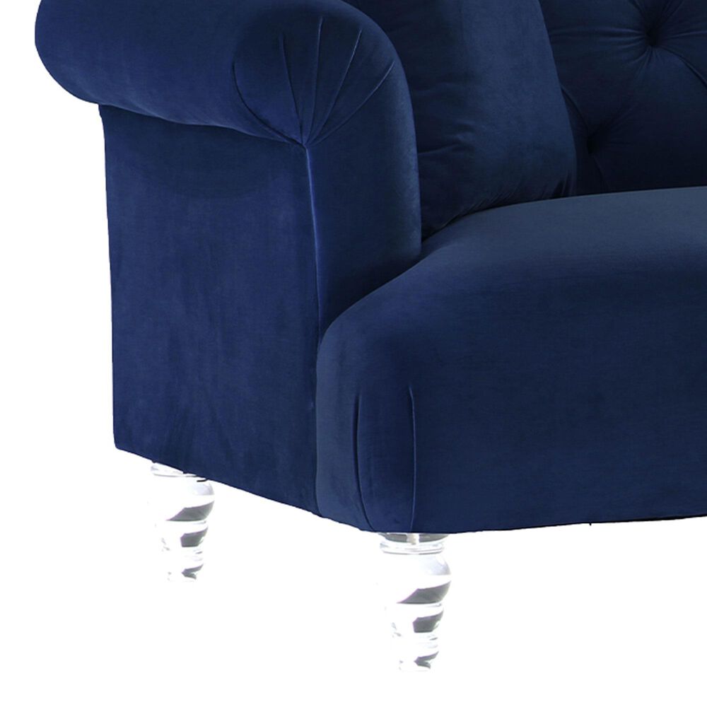 Blue River Elegance Stationary Sofa in Blue Velvet, , large
