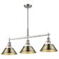 Golden Lighting Orwell 3-Light Linear Pendant with Aged Brass Shade in Pewter, , large