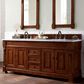 James Martin Vanities Brookfield 72" Double Bathroom Vanity in Warm Cherry with 3 cm Carrara White Marble Top and Rectangle Sink, , large