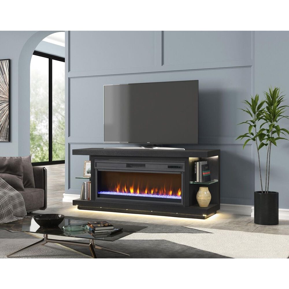 Ironleaf Riviera Media Console with 42" Fireplace Insert in Black, , large