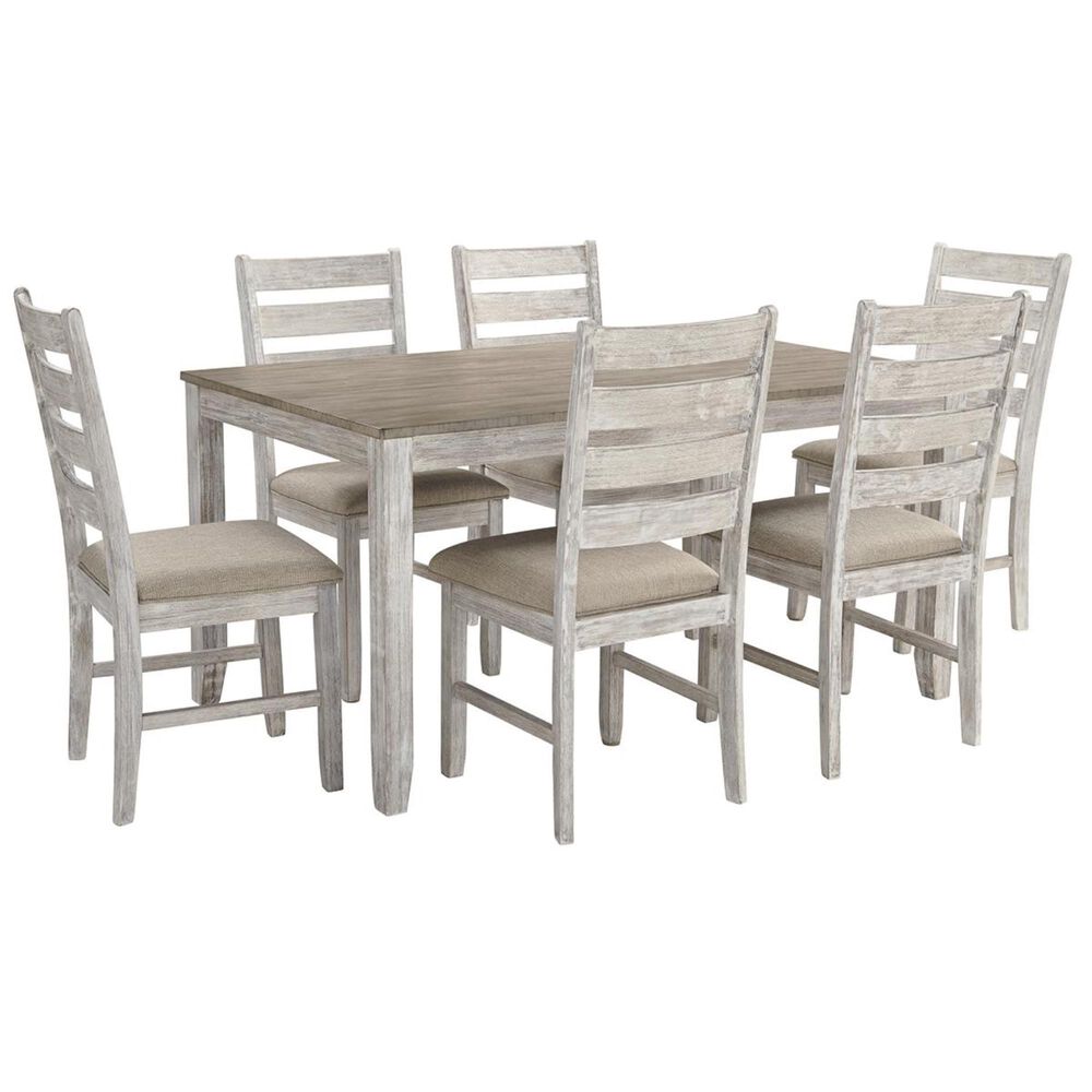 Signature Design by Ashley Skempton 7-Piece Dining Set in White and Light Brown, , large