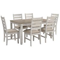 Signature Design by Ashley Skempton 7-Piece Dining Set in White and Light Brown