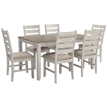 Signature Design by Ashley Skempton 7-Piece Dining Set in White and Light Brown, , large