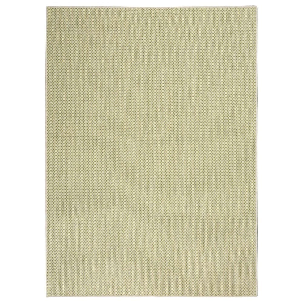 Nourison Courtyard Ivory and Green 6&#39; x 9&#39; Indoor/Outdoor Area Rug, , large
