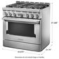 KitchenAid 5.1 Cu. Ft. Commercial Gas Range with 6 Burners in Stainless Steel, , large