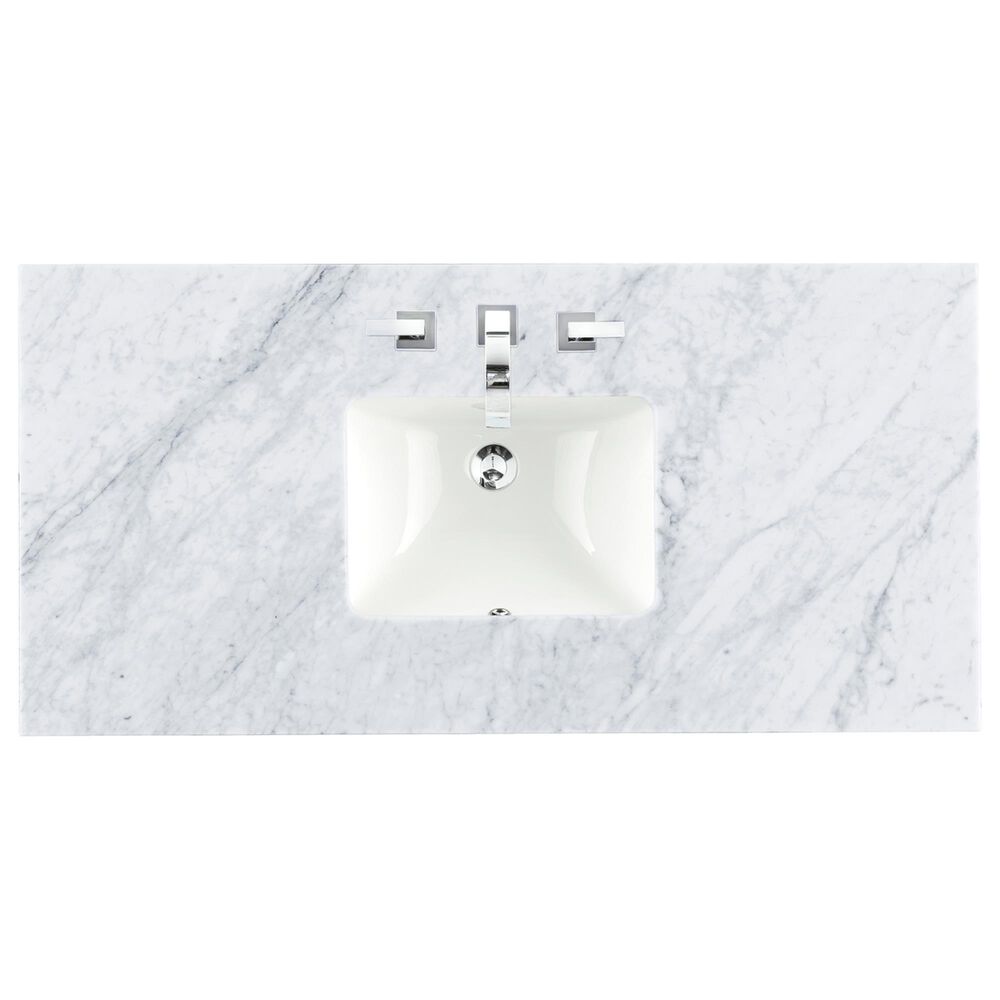 James Martin Malibu 48&quot; Single Bathroom Vanity in Amber Birch with Carrara White Marble Top and Rectangular Sink, , large
