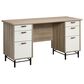 Hearth and Haven 6-Drawer Executive Desk in Brown and White, , large