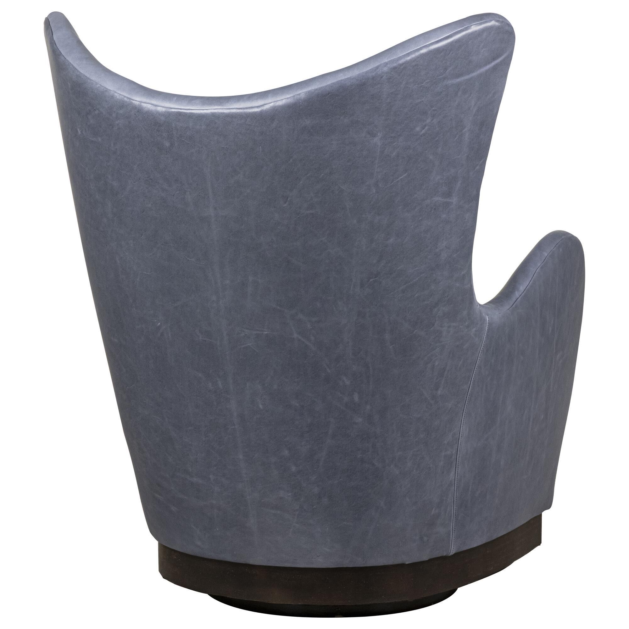 Massoud Hans Swivel Wing Chair in Mont Blanc Adriatic NFM