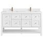 James Martin Vanities Breckenridge 60" Double Bathroom Vanity in Bright White with Single Hole 3 cm White Zeus Quartz Top and Rectangular Sinks, , large