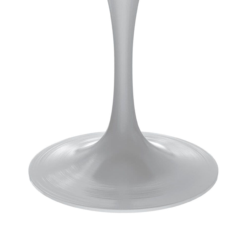 Leisuremod LeisureMod Verve Collection 36 Round Dining Table, White Base with Sintered Stone Grey Top, , large