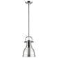 Golden Lighting Duncan 1-Light Small Pendant with Rod and Pewter Shade in Chrome, , large