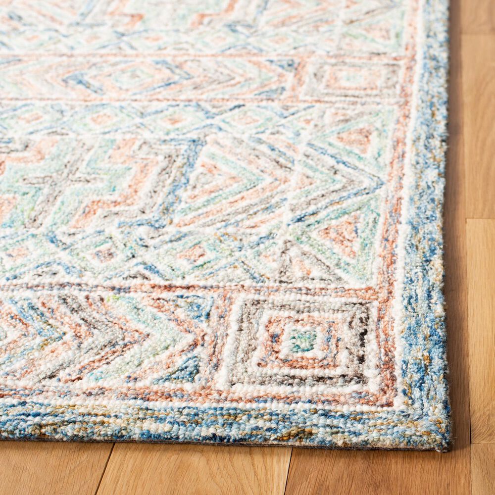 Safavieh Micro-Loop Geometric 2&#39;3&quot; x 9&#39; Blue and Green Runner, , large