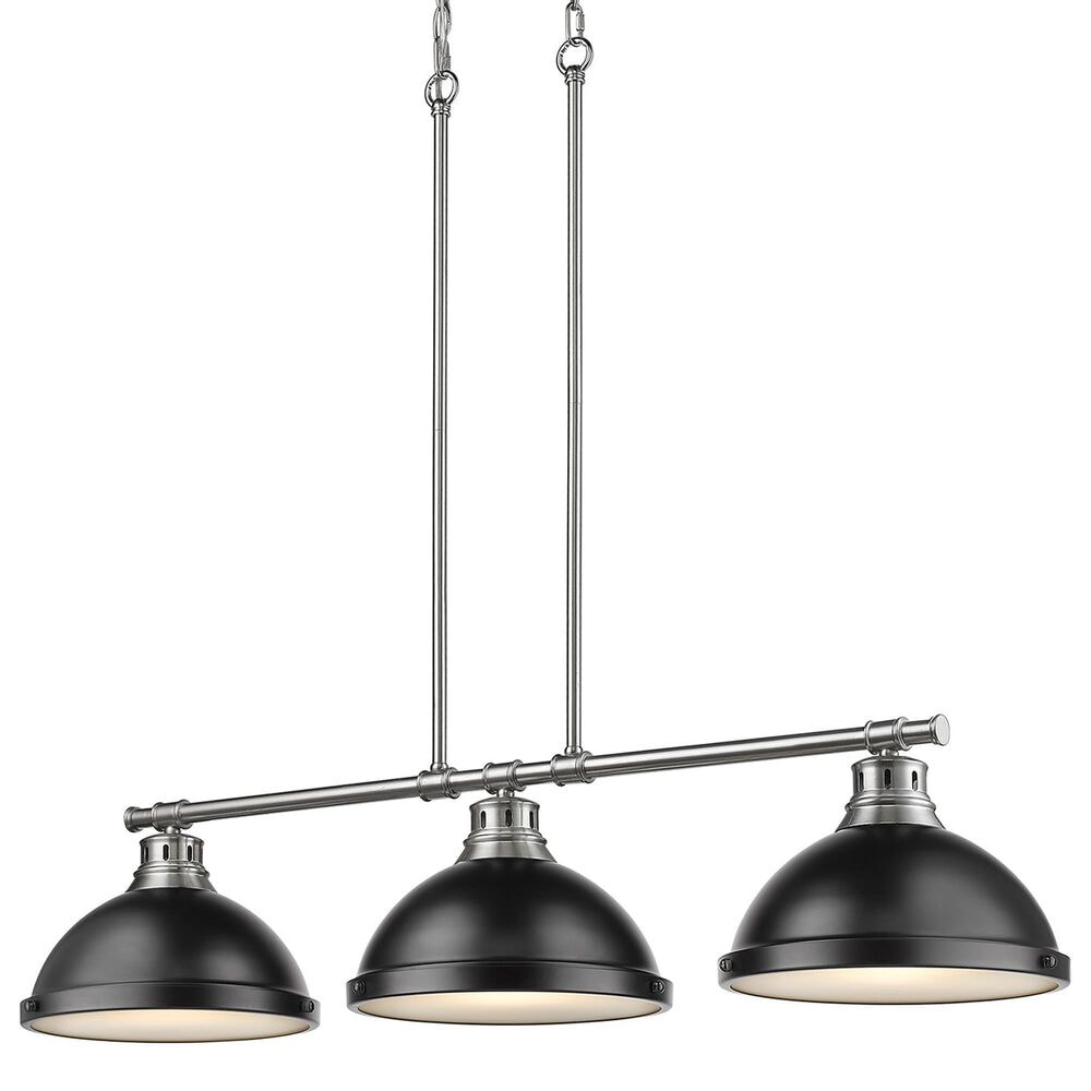 Golden Lighting Duncan 3-Light Pendant with Matte Black Shade in Pewter, , large