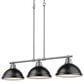 Golden Lighting Duncan 3-Light Pendant with Matte Black Shade in Pewter, , large