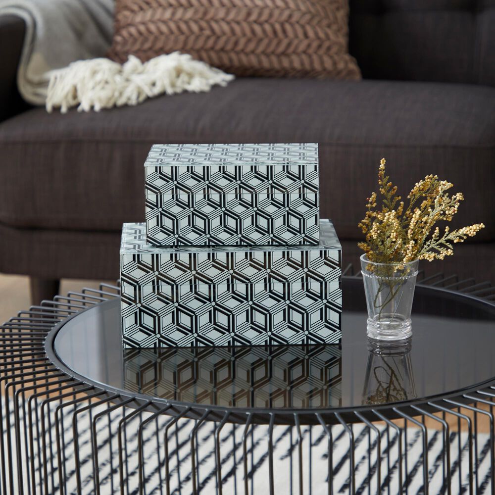 Maple and Jade Contemporary Wood Jewelry Box in Grey (Set of 2), , large