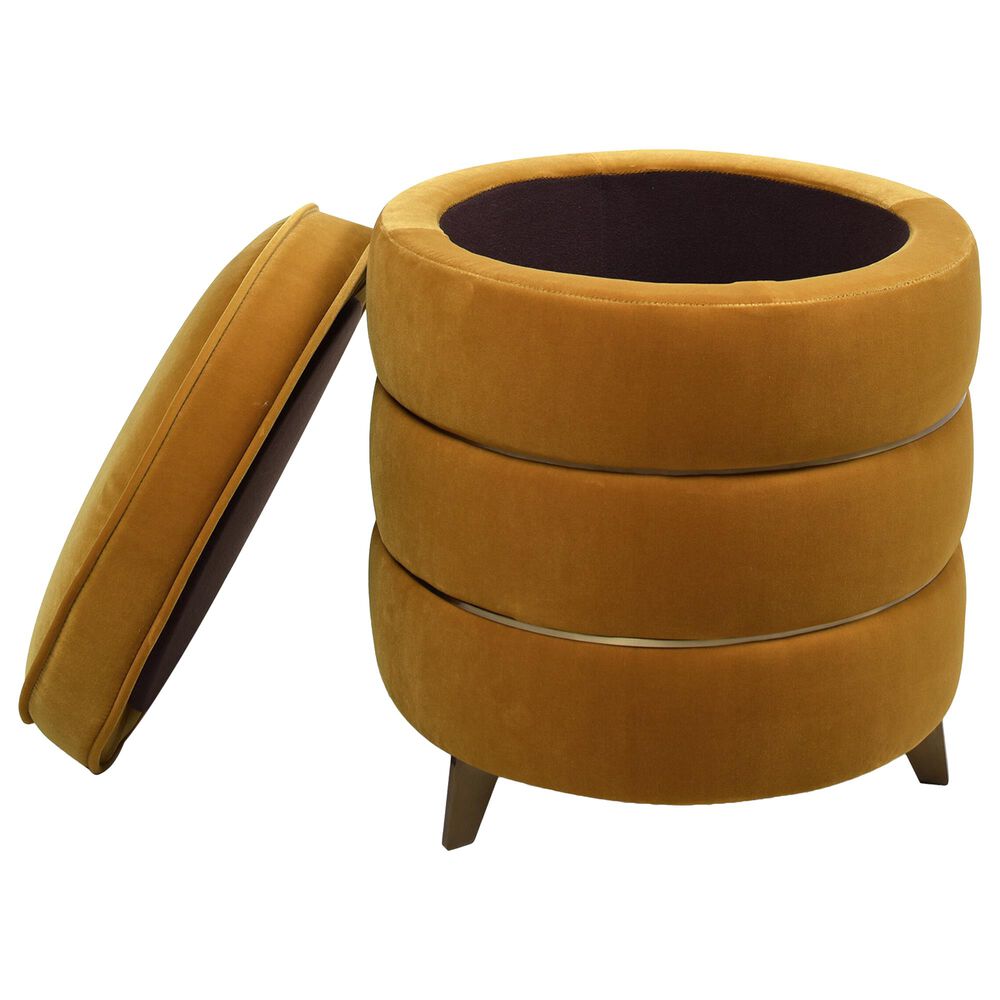 Jennifer Taylor Home Midas Storage Ottoman in Rich Yellow Velvet, , large