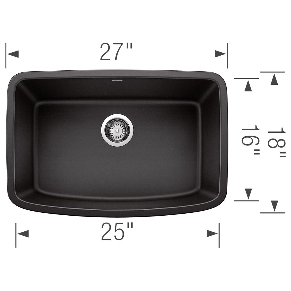 Blanco Valea 27&quot; Single Bowl Kitchen Sink in Anthracite, , large