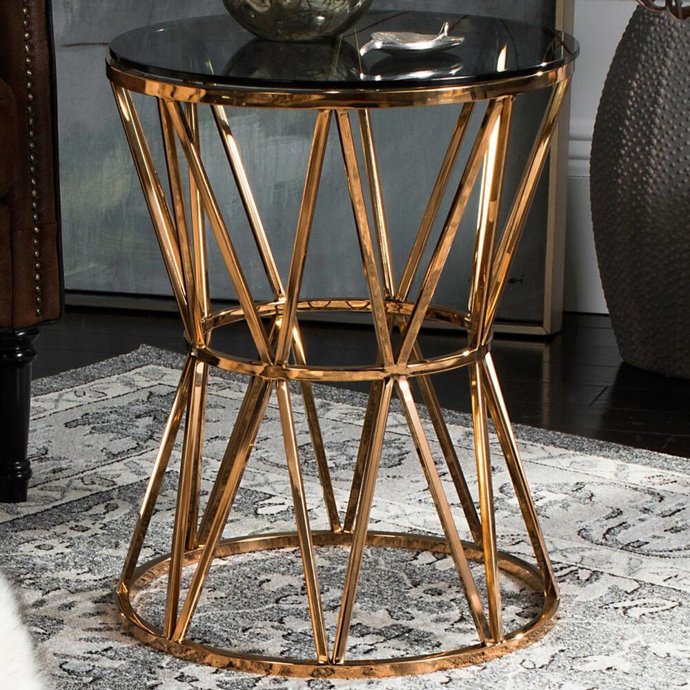 Safavieh Delsy End Table in Gold and Glass, , large