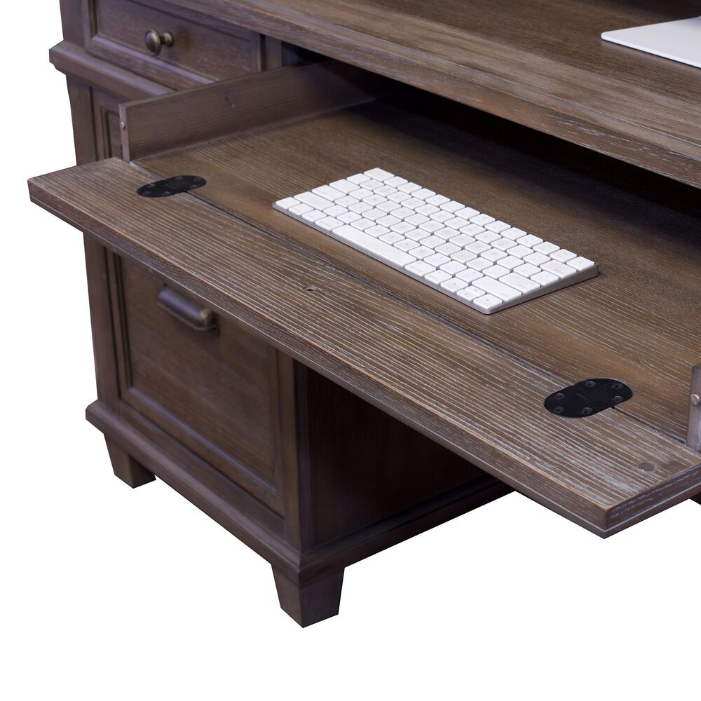 Wycliff Bay Carson Credenza Desk with Hutch in Weathered Dove, , large
