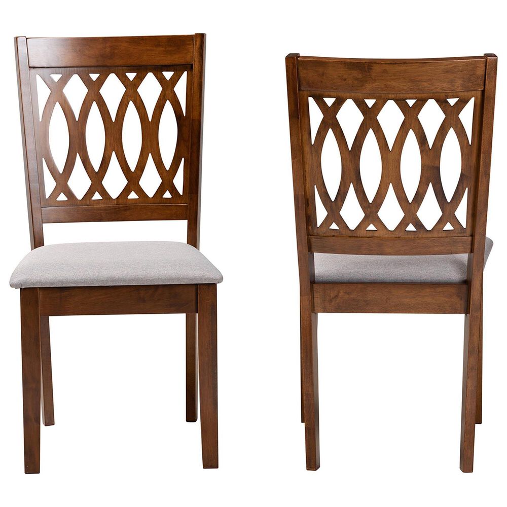 Baxton Studio Florencia Side Chair with Grey Cushion in Walnut Brown (Set of 2), , large