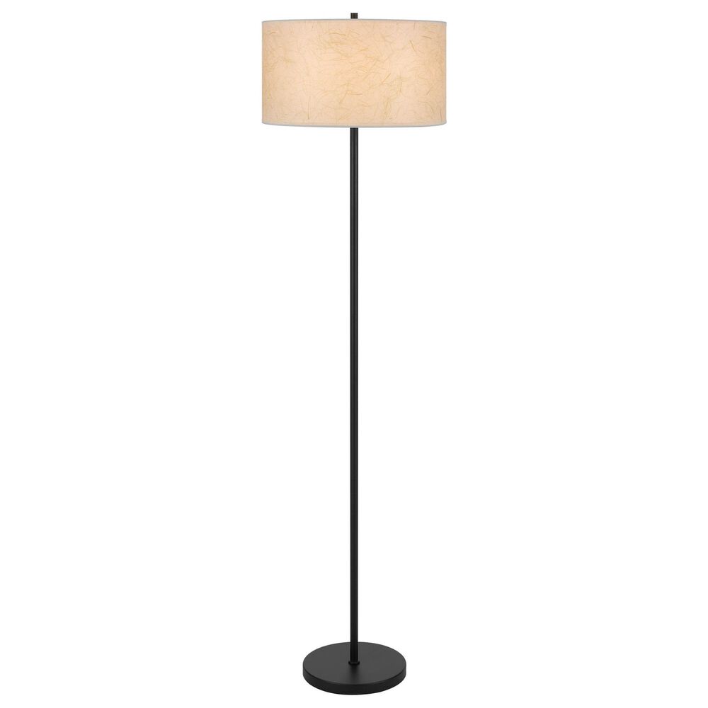 Cal Lighting Octavia Pole Lamp with White Paper Shade in Black, , large