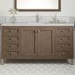 James Martin Vanities Chicago 60" Single Bathroom Vanity in Whitewashed Walnut with Single Hole 3 cm White Zeus Quartz Top and Rectangular Sink, , large