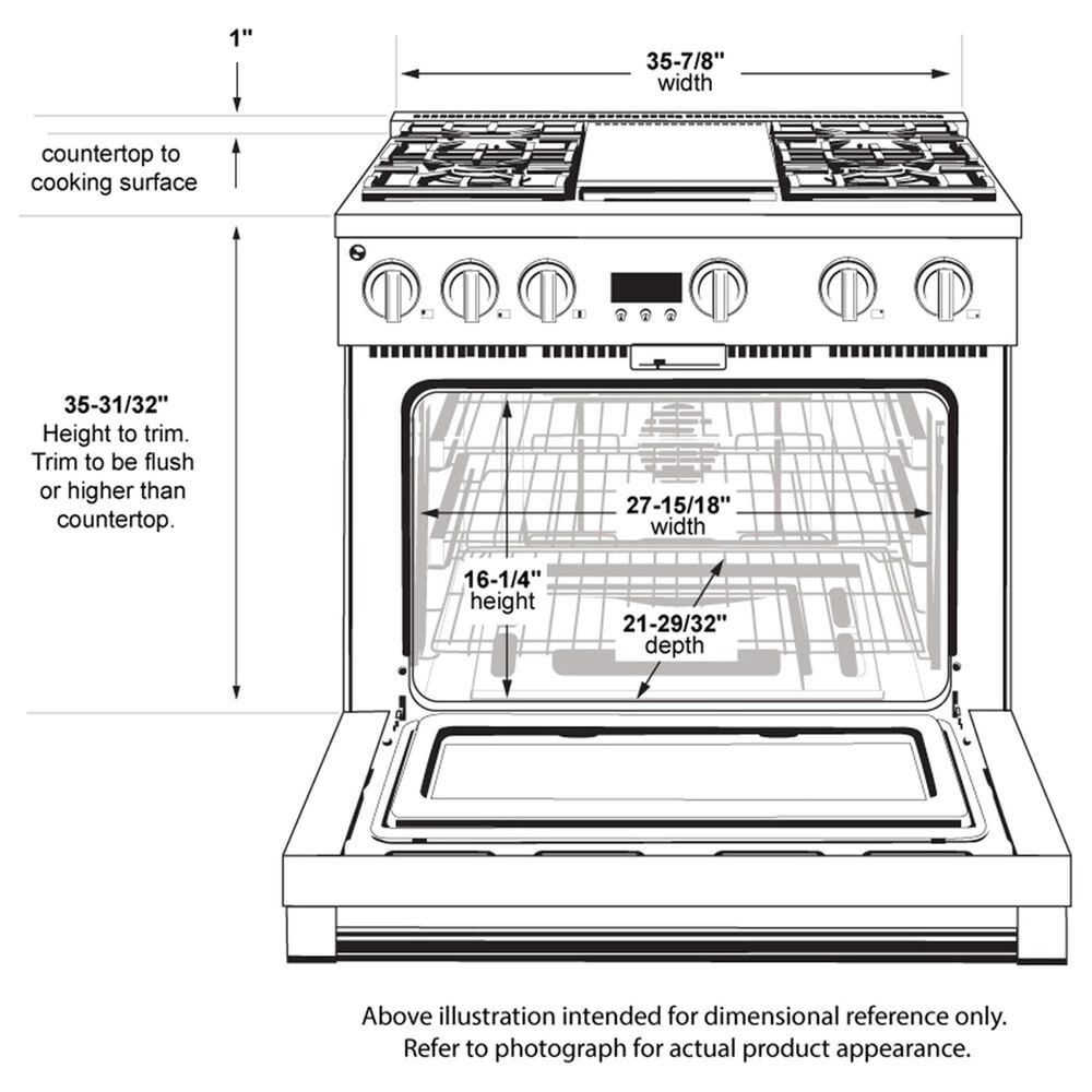 Monogram 36&quot; All Gas Professional Range with 4 Burners and Griddle in Stainless Steel, , large