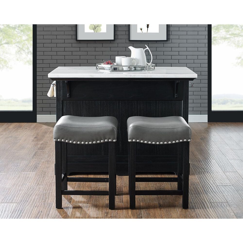 Steve Silver Aspen Kitchen Island in Ebony and White, , large
