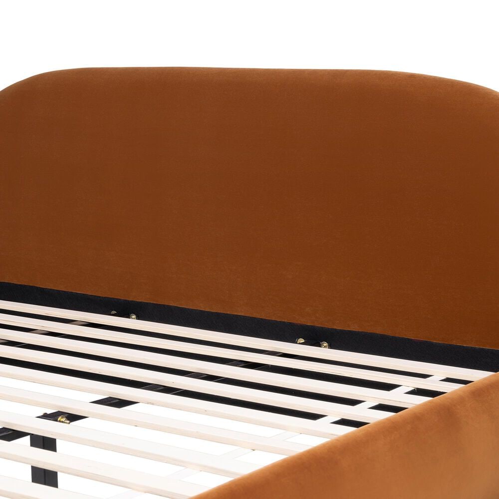 Jennifer Taylor Home Archie Upholstered Platform Bed Frame in Burnt Orange, , large