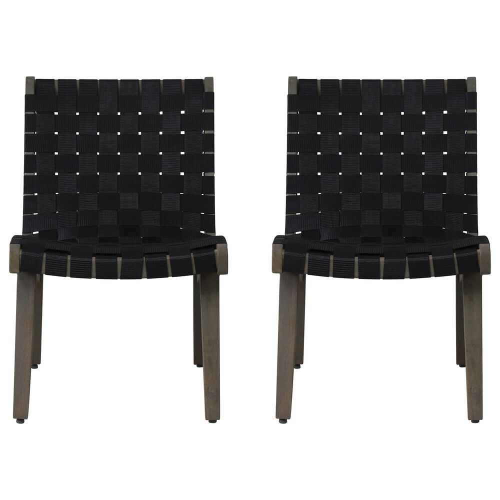 Hearth and Haven Charlotte Outdoor Lounge Chair with Black Rope Weave Design Seat &#40;Set of 2&#41;, , large