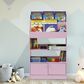 HOMLUX 4-Tier Space Saving Bookshelf with Storage Cabinet and Door in Pink, , large