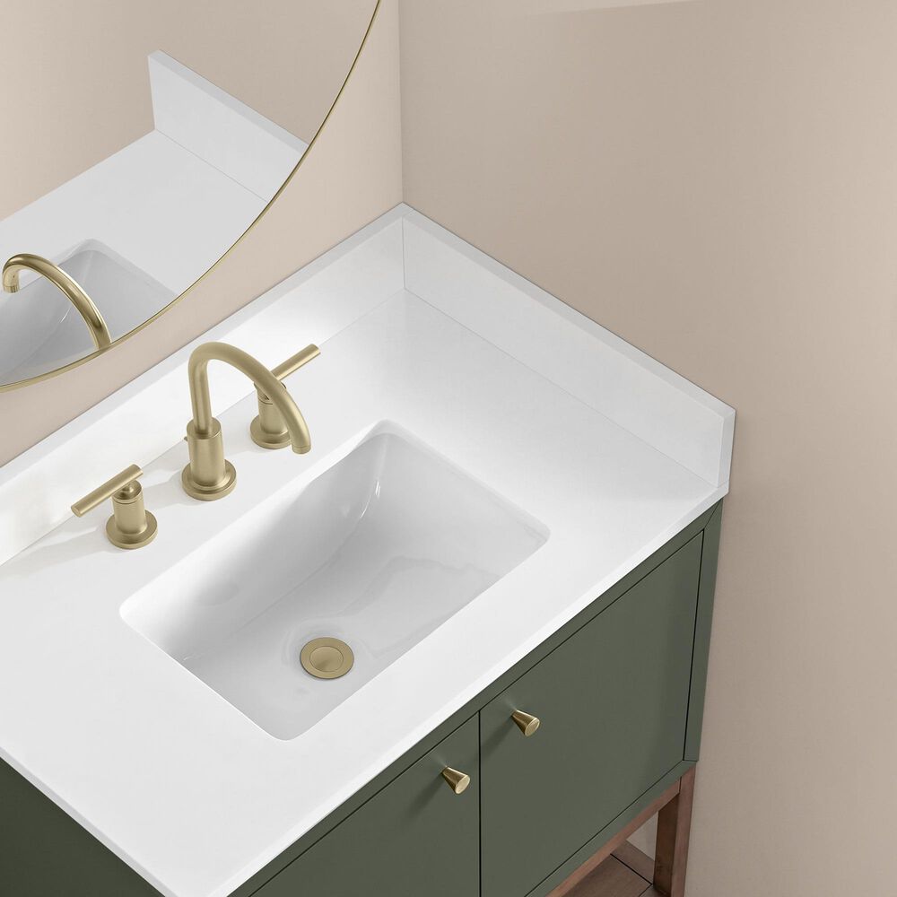 37B Isadore 30" Single Bathroom Vanity Cabinet in Deep Olive Green and White Composite Stone Top and Backsplash, , large