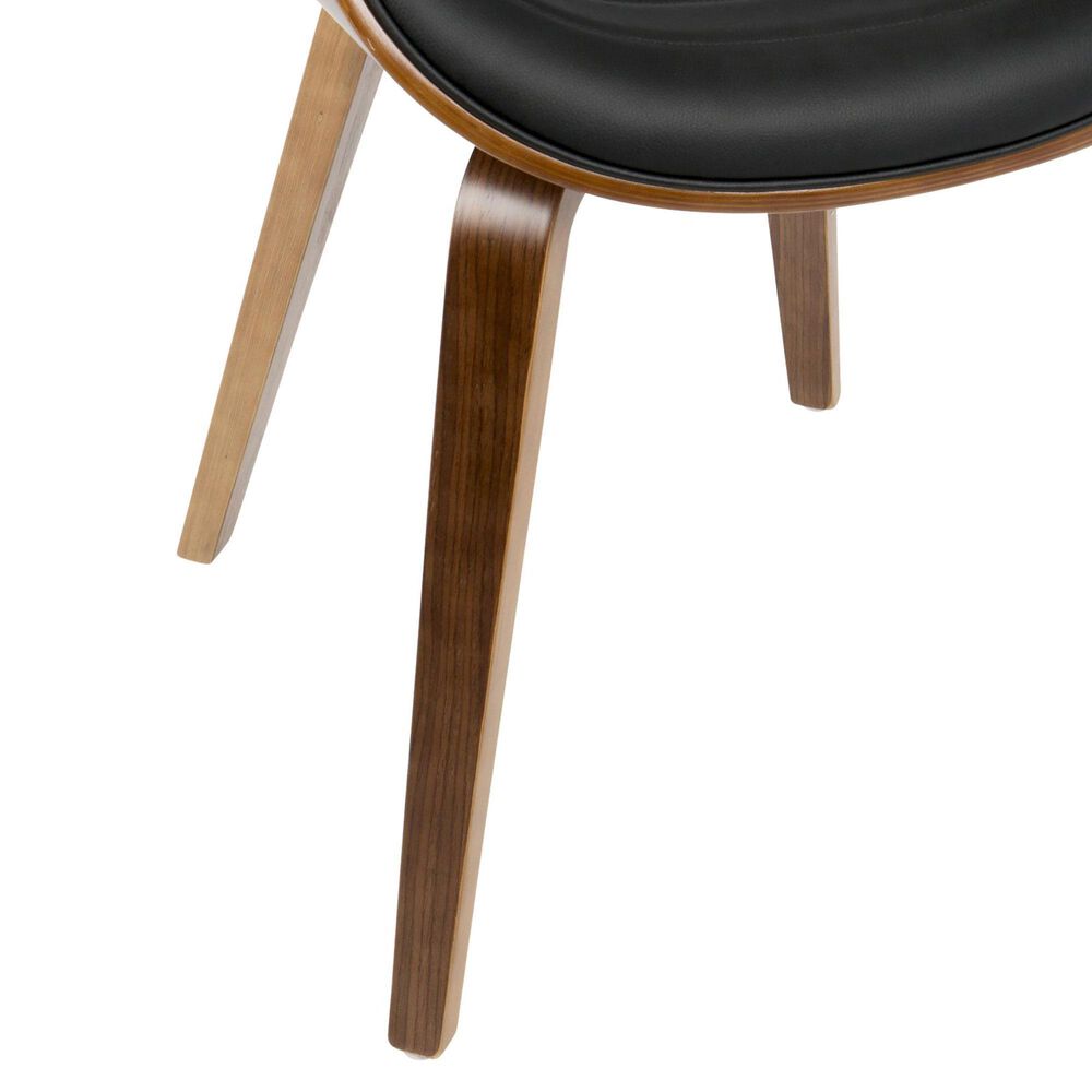 Lumisource Curvo Dining Chair in Black Faux Leather and Walnut Finish, , large
