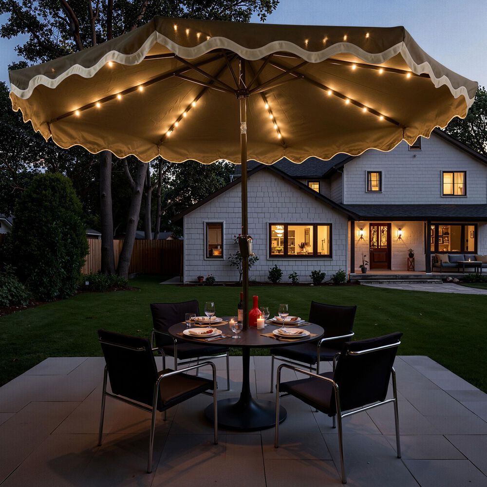 HOMLUX 10' Patio Umbrella with Lights in Dark Gray, , large