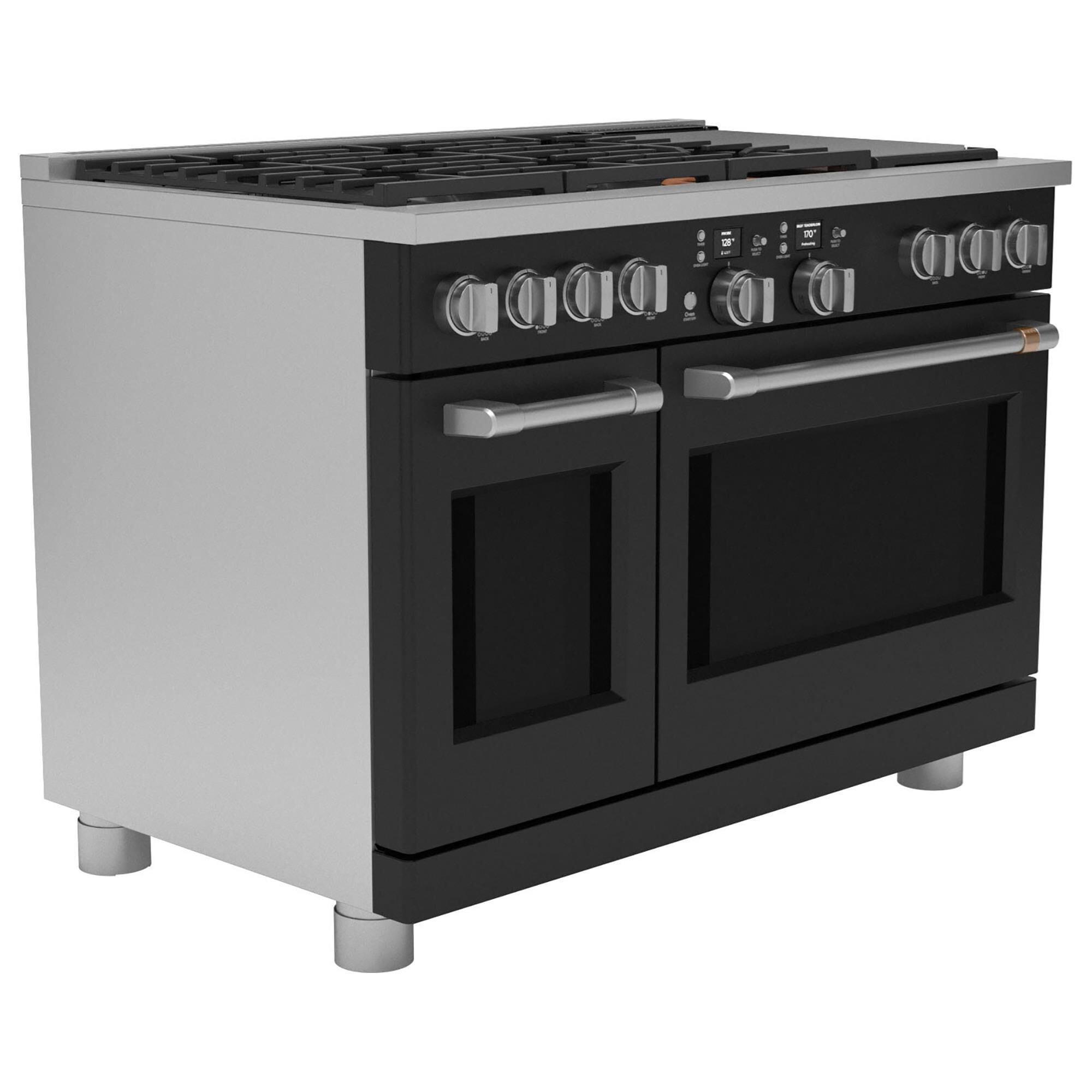 Cafe 8.25 Cu. Ft. Freestanding Dual Fuel Range with Double Oven in Matte Black and Brushed Stainless NFM