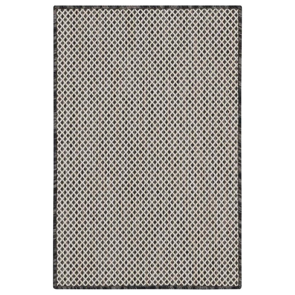 Nourison Courtyard Ivory and Charcoal 2" x 3" Indoor/Outdoor Area Rug, , large
