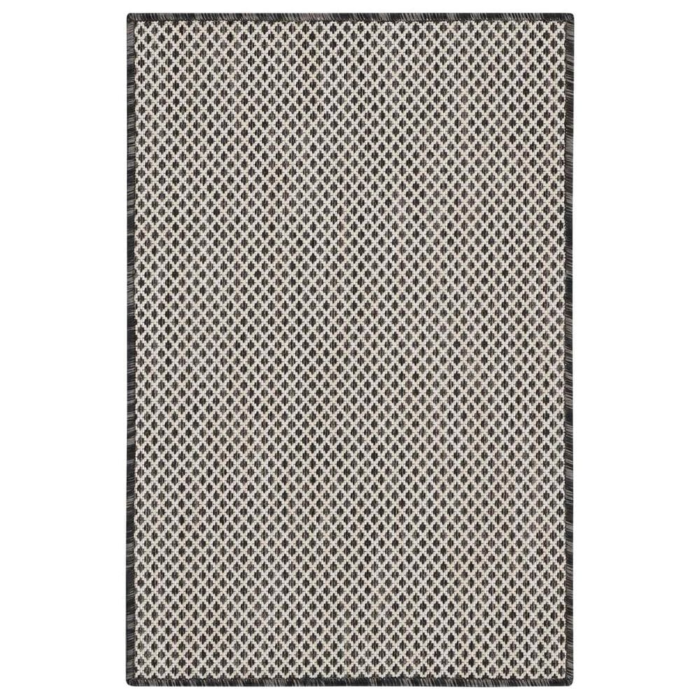 Nourison Courtyard Ivory and Charcoal 2" x 3" Indoor/Outdoor Area Rug, , large